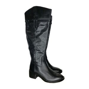 Colt Black Leather Wide Calf Franco Sarto Riding Boot Sz 7M WC Knee High Fashion